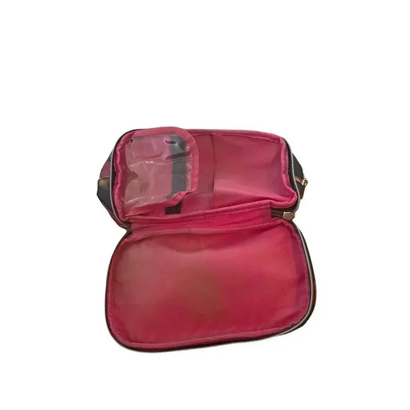 Trina Turk Black Floral Print Zipper Toiletry Pouch Cosmetic Bag - Picture 4 of 6